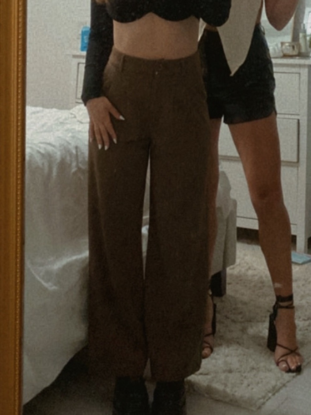 Brown Straight Leg Trousers